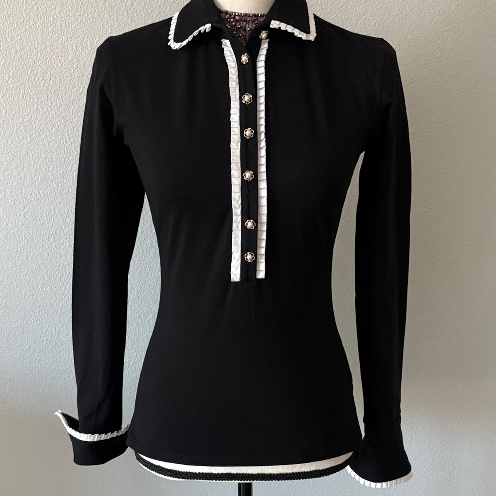 Anne Fontaine Elegant Black and White Women's Blouse 36